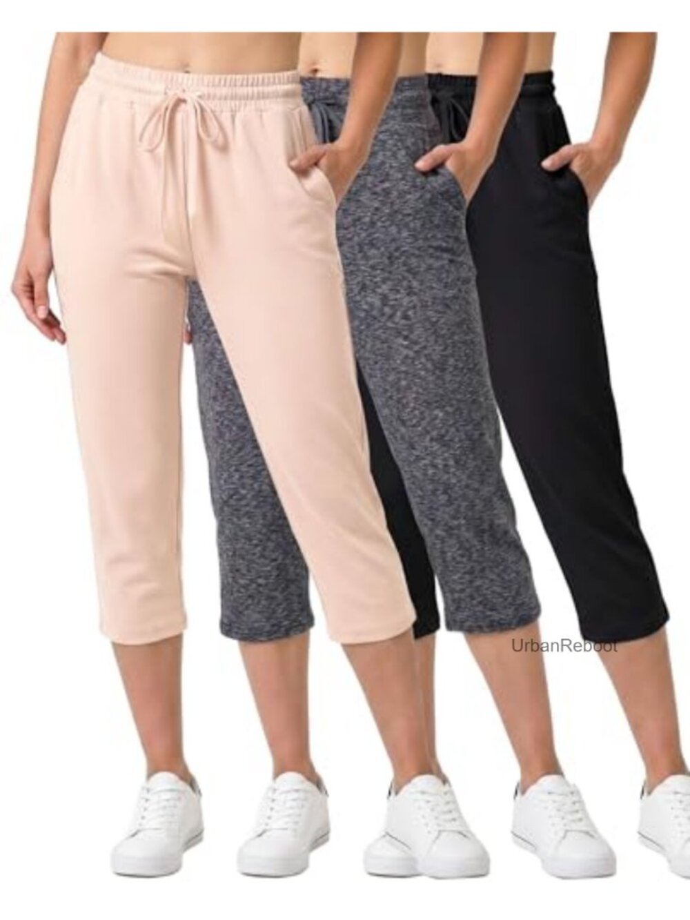 3 Pack Women's Capri Sweatpants Athletic Yoga Pockets